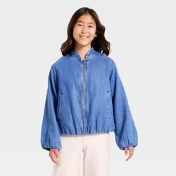 Girls' Denim Bubble Blouson Jacket - art class™ M