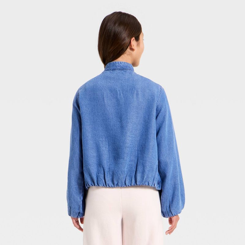 slide 2 of 3, Girls' Denim Bubble Blouson Jacket - art class™ XL, 1 ct