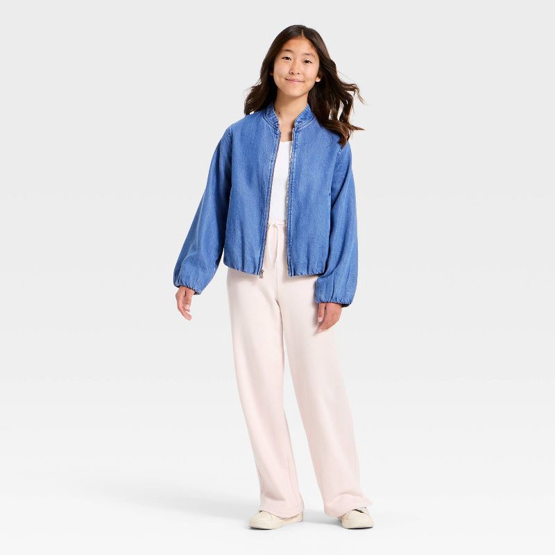 slide 3 of 3, Girls' Denim Bubble Blouson Jacket - art class™ XL, 1 ct