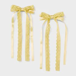 Girls' 2pk Double Layer Bow Clip Set - art class™ Yellow