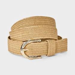 Straw Bamboo Buckle Belt - A New Day™ Beige XXL