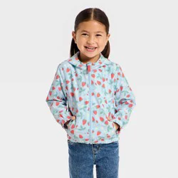 Toddler Girls' Strawberry Printed Windbreaker Jacket - Cat & Jack™ Blue 2T