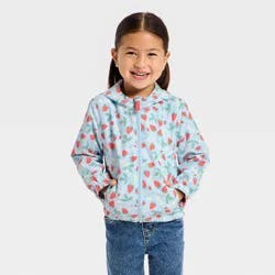 Toddler Girls' Strawberry Printed Windbreaker Jacket - Cat & Jack™ Blue 2T