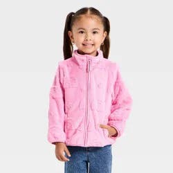 Toddler Girls' Rainbow Cozy Fleece Jacket - Cat & Jack™ Pink 5T