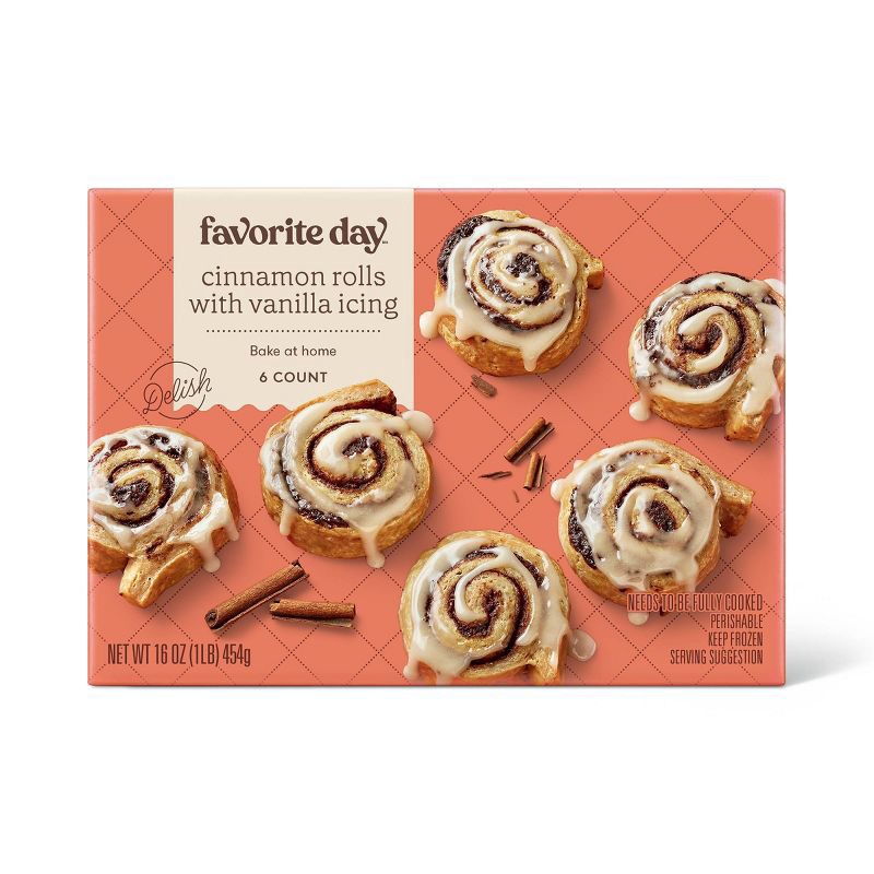 slide 1 of 4, Frozen Cinnamon Roll with Vanilla Icing - 16oz/6ct - Favorite Day™, 6 ct; 16 oz