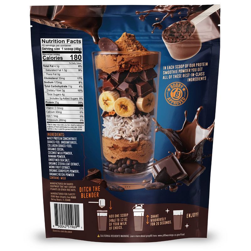 slide 2 of 8, FlavCity Protein Smoothie powder - 10 Servings - Chocolate - 480gms, 10 servings