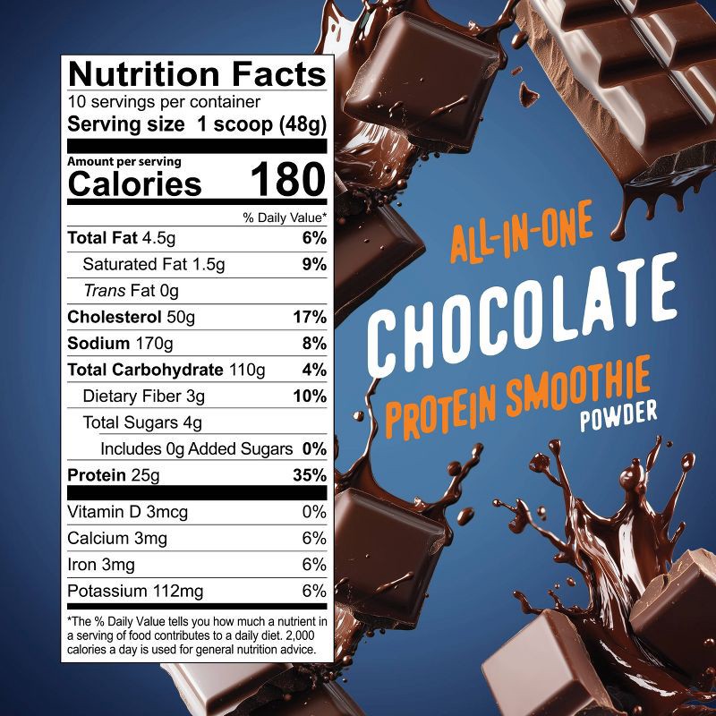 slide 3 of 8, FlavCity Protein Smoothie powder - 10 Servings - Chocolate - 480gms, 10 servings
