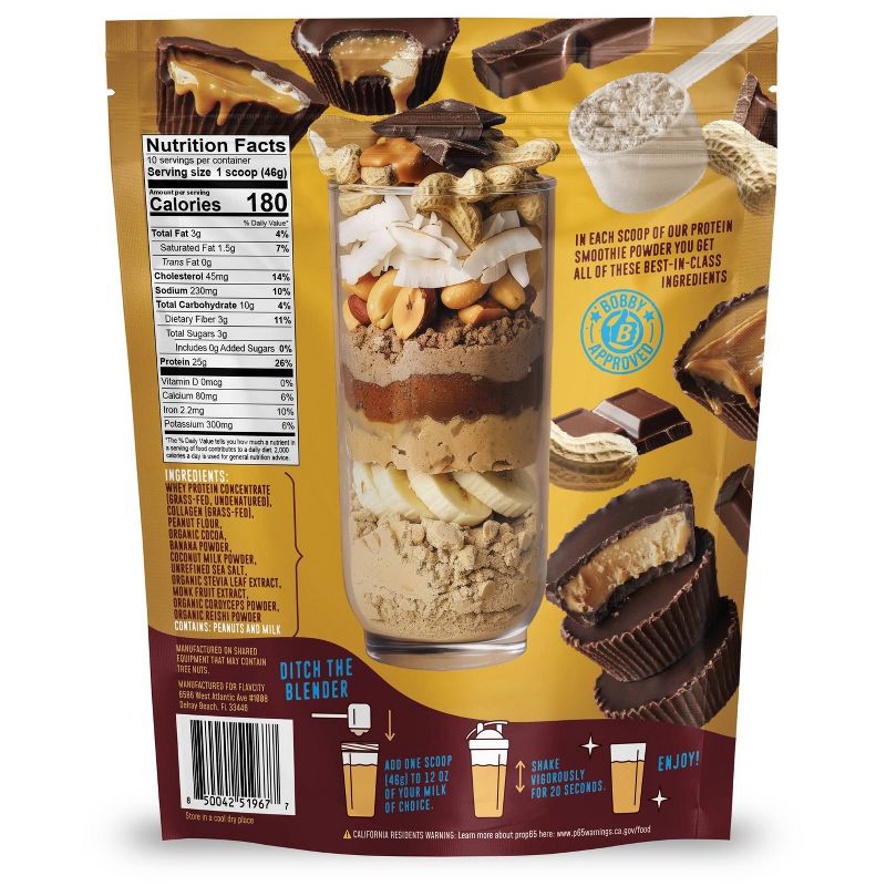 slide 2 of 8, FlavCity Protein Smoothie Powder - 10 Servings - Chocolate Peanut Butter - 460gms, 10 servings