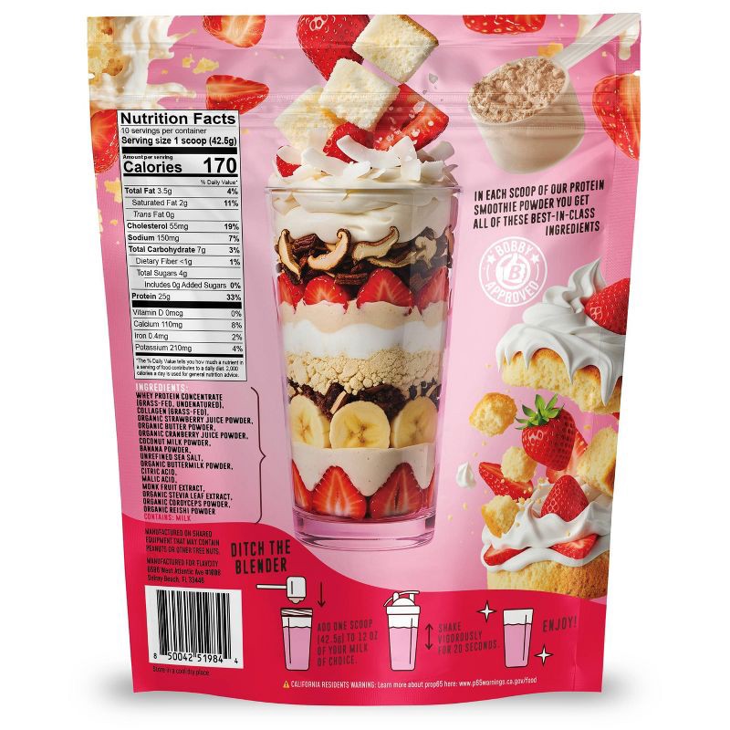 slide 2 of 8, FlavCity Protein Smoothie Powder - 10 Servings - Strawberry Shortcake - 425gms, 10 servings