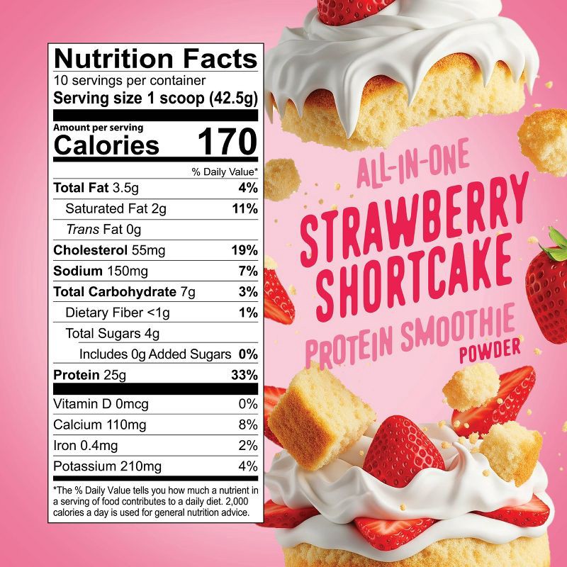 slide 3 of 8, FlavCity Protein Smoothie Powder - 10 Servings - Strawberry Shortcake - 425gms, 10 servings
