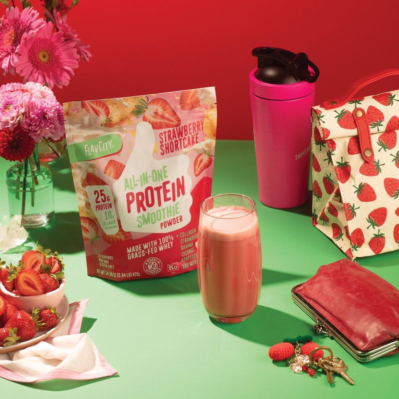 slide 4 of 8, FlavCity Protein Smoothie Powder - 10 Servings - Strawberry Shortcake - 425gms, 10 servings