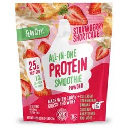 FlavCity Protein Smoothie Powder - 10 Servings - Strawberry Shortcake - 425gms