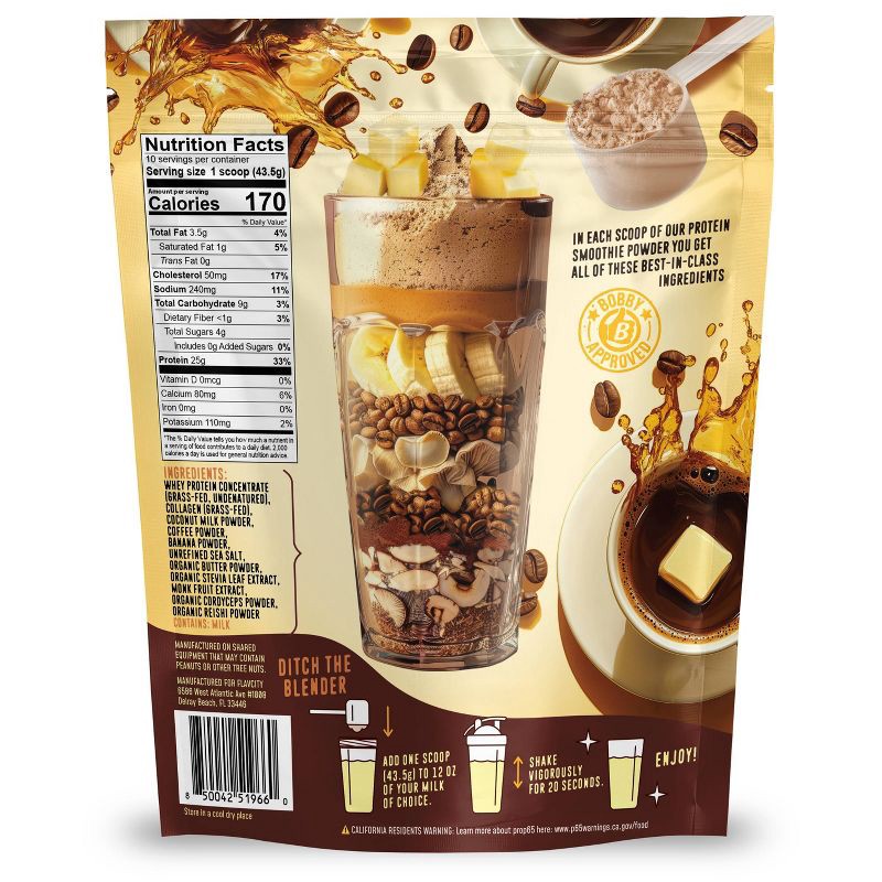 slide 2 of 8, FlavCity Protein Smoothie Powder - 10 Servings - Butter Coffee - 435gms, 10 servings