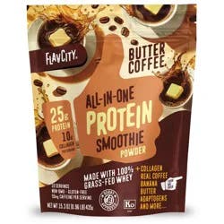 FlavCity Protein Smoothie Powder - 10 Servings - Butter Coffee - 435gms