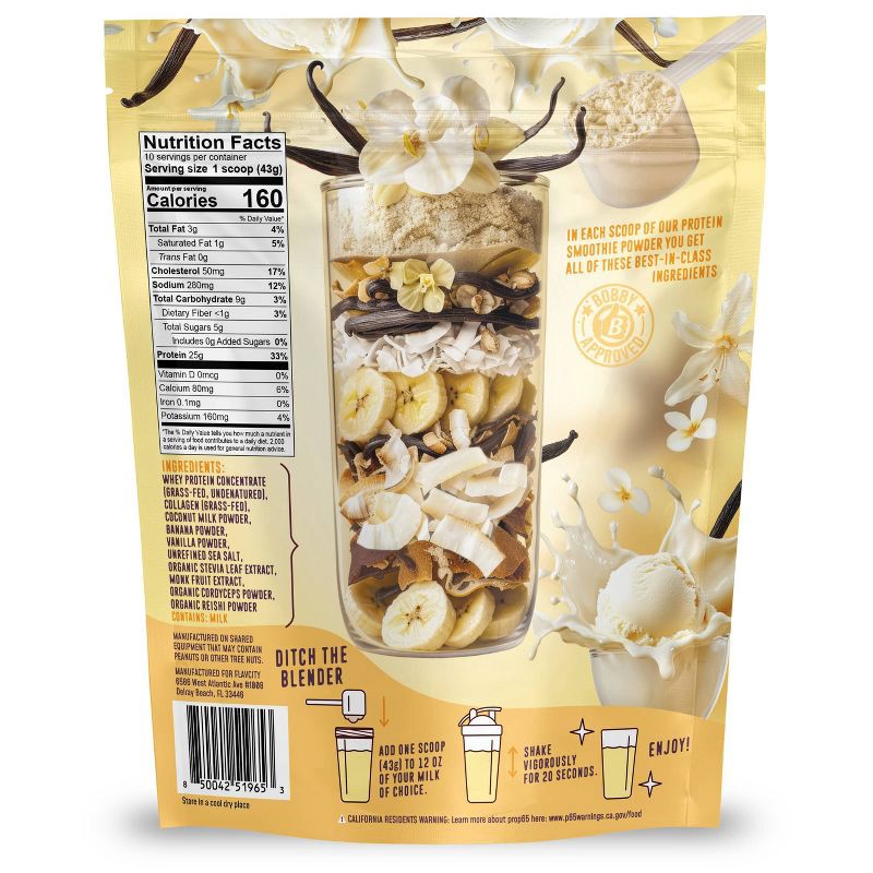 slide 2 of 8, FlavCity Protein Smoothie Powder - 10 Servings - Vanilla Cream - 430gms, 10 servings