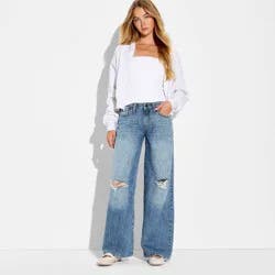 Women's Low-Rise Baggy Jeans - Wild Fable™ Dark Wash 12