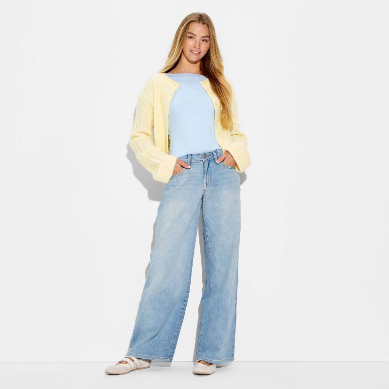 slide 1 of 3, Women's Low-Rise Baggy Jeans - Wild Fable™ Blue Denim 8, 1 ct