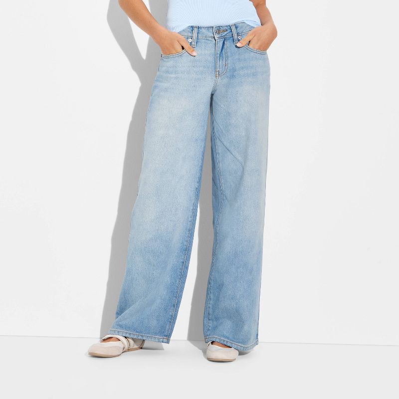 slide 2 of 3, Women's Low-Rise Baggy Jeans - Wild Fable™ Blue Denim 14, 1 ct