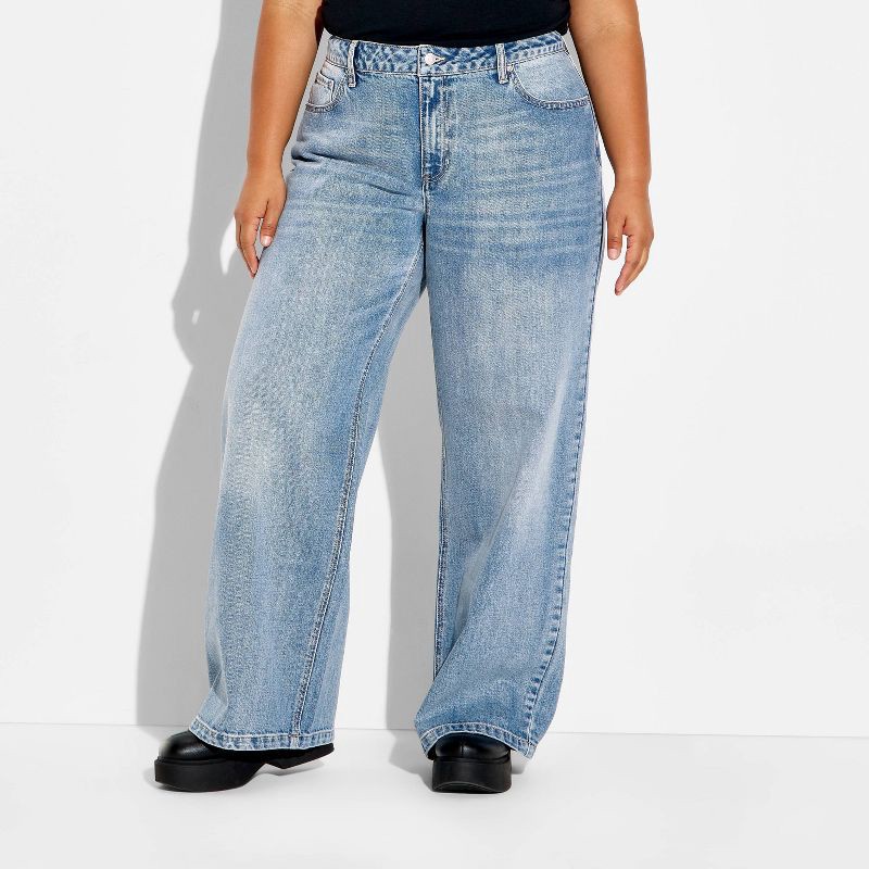 slide 2 of 3, Women's Low-Rise Baggy Jeans - Wild Fable™ Light Wash 17, 1 ct