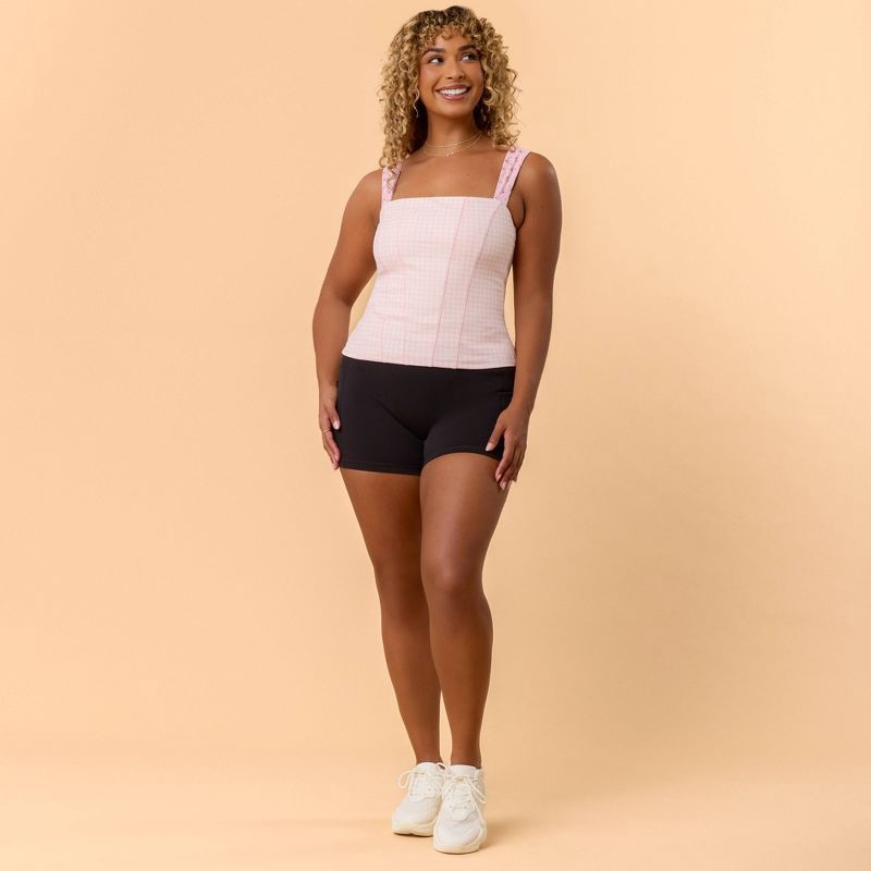 slide 2 of 5, Blogilates Women's Tiny Bows Corset Tank Top - Pink Gingham 3X, 1 ct