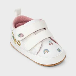 Baby Girls' Embroidered Canvas Sneakers - Cloud Island™ Cream 3-6M