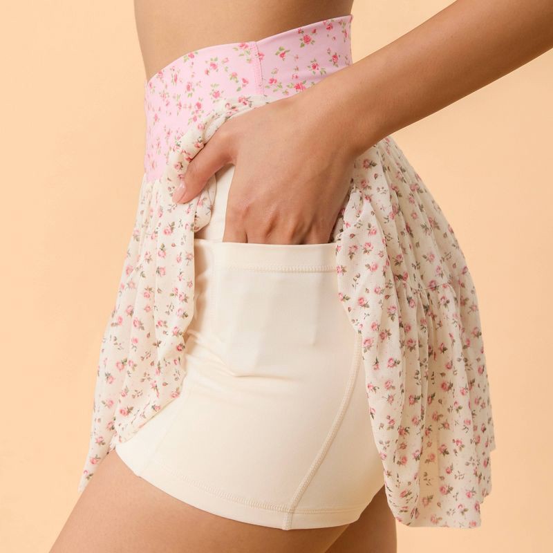 slide 5 of 8, Blogilates Women's Ballerina Skort - Pink Floral XS, 1 ct