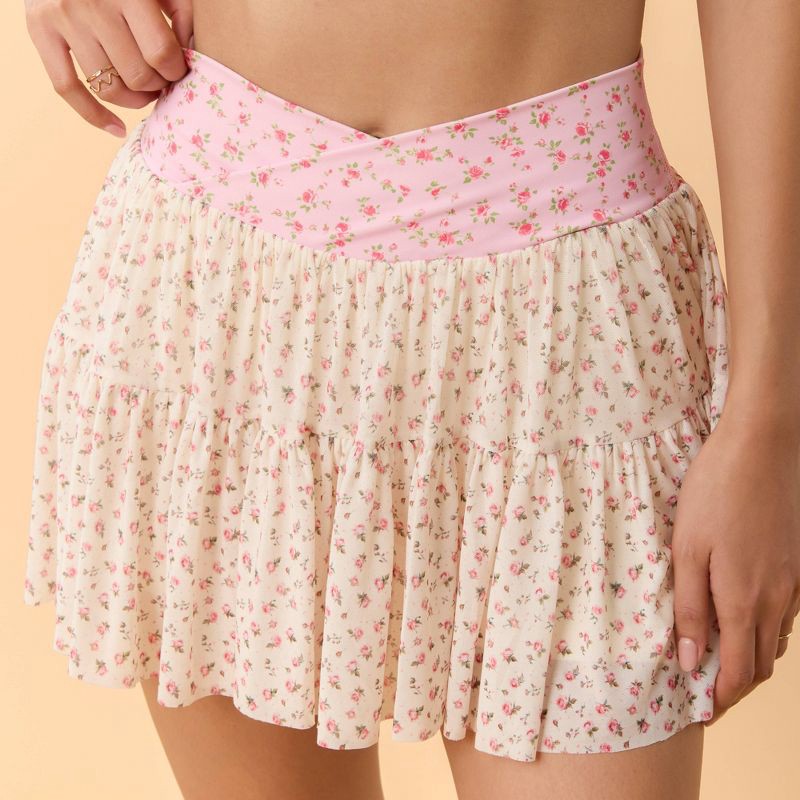slide 6 of 8, Blogilates Women's Ballerina Skort - Pink Floral XS, 1 ct