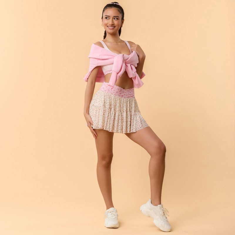 slide 8 of 8, Blogilates Women's Ballerina Skort - Pink Floral XS, 1 ct