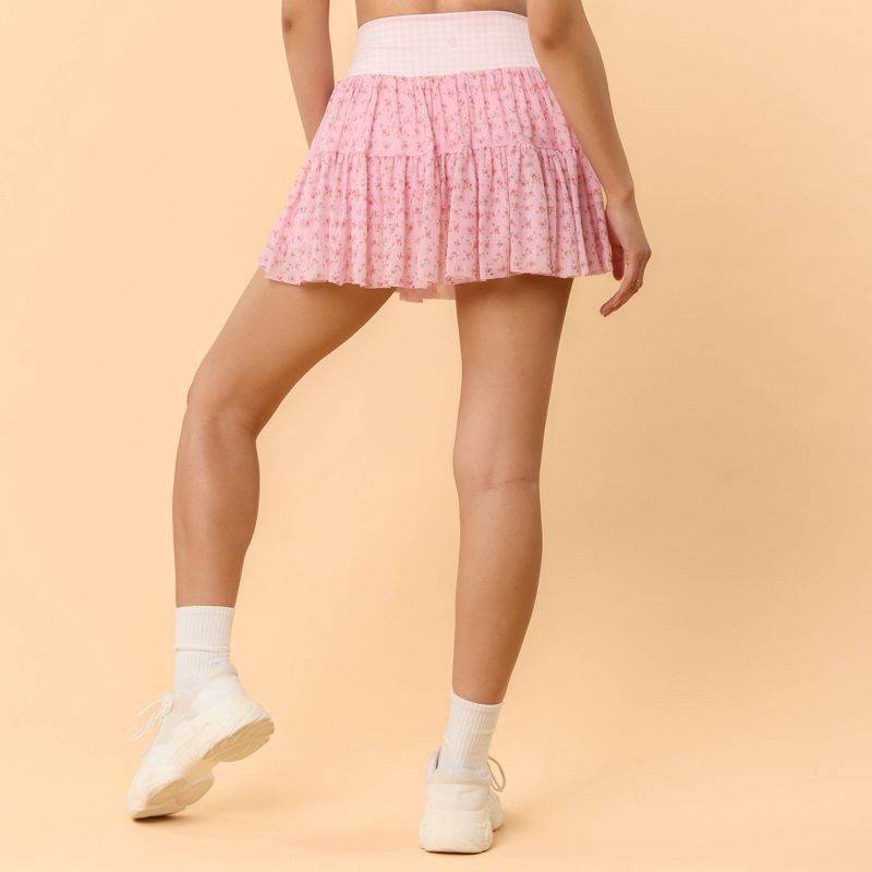 slide 2 of 6, Blogilates Women's Ballerina Skort - Pink Gingham XS, 1 ct