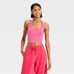 Women's Seamless Henley Support Tank Top - JoyLab™ Neon Pink XXS