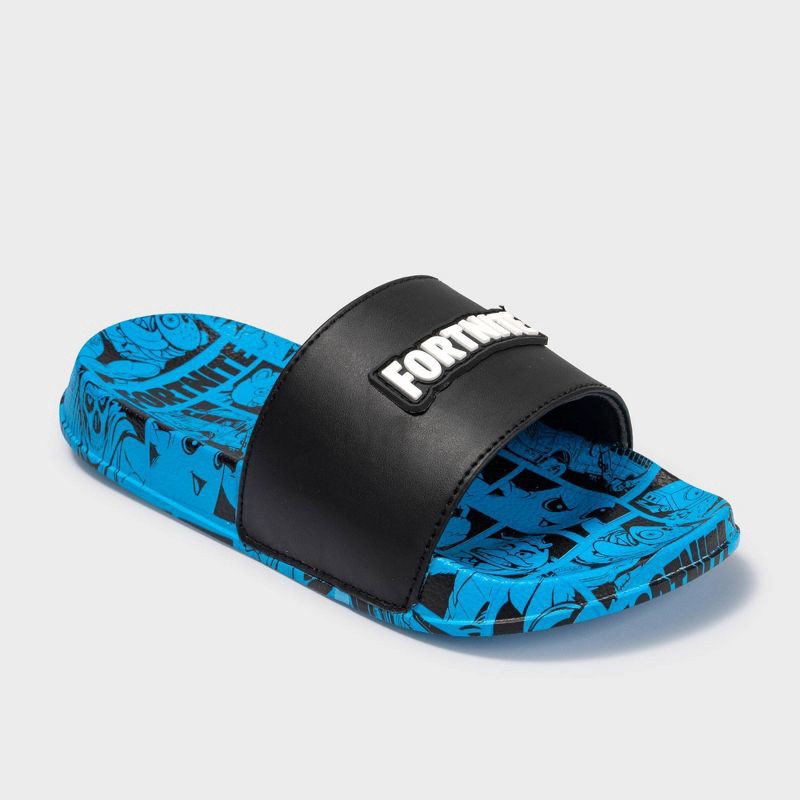 slide 1 of 4, Kids' Fortnite Logo Sporty Comfort Slides - Black 6, 1 ct