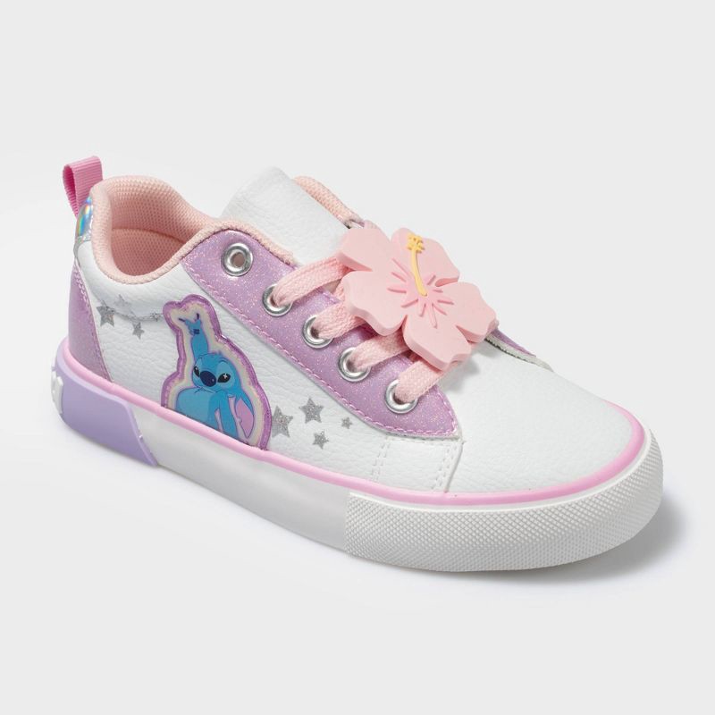 slide 1 of 5, Kids' Lilo & Stitch Angel Court Sneakers - White 3, 1 ct