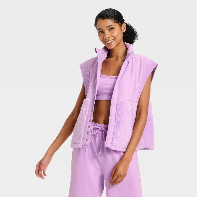 slide 1 of 3, Women's High Pile Vest - JoyLab™ Purple L, 1 ct