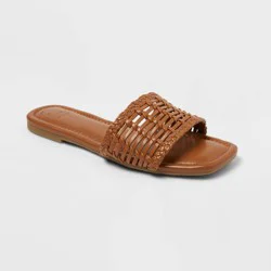 Women's Asha Sandals with Memory Foam Insole - A New Day™ Brown 6