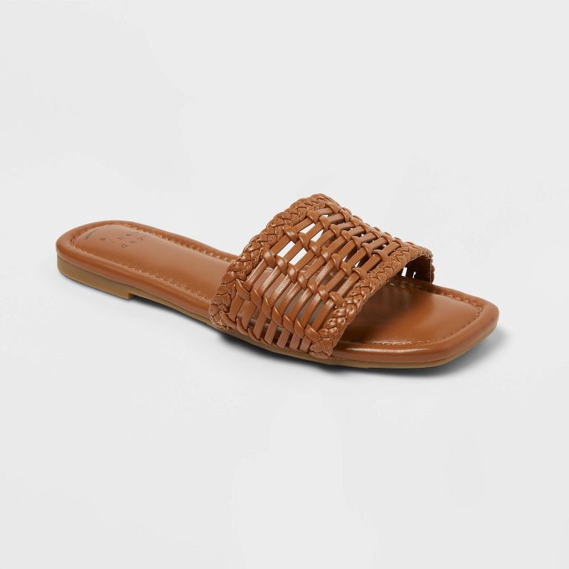 slide 1 of 4, Women's Asha Sandals with Memory Foam Insole - A New Day™ Brown 8, 1 ct