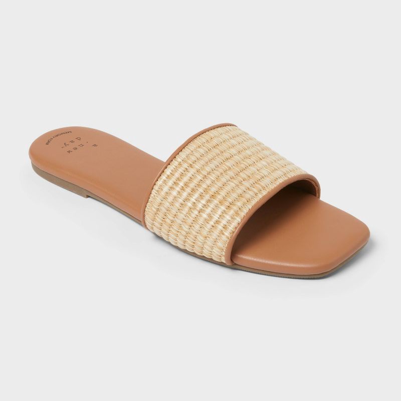 slide 1 of 4, Women's Maren Sandals with Memory Foam Insole - A New Day™ Natural 8, 1 ct