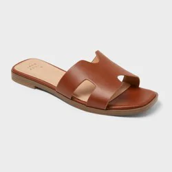 Women's Nina Slide Sandals - A New Day™ Cognac 9