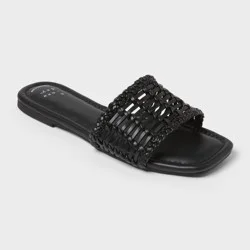 Women's Asha Sandals with Memory Foam Insole - A New Day™ Black 9.5