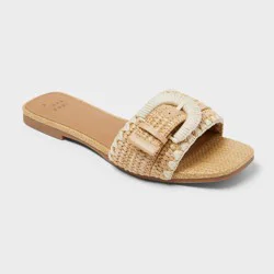 Women's Audrey Sandals with Memory Foam Insole - A New Day™ Natural 8