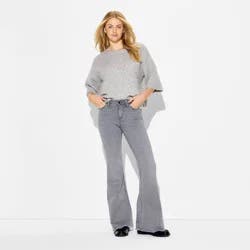 Women's Short Sleeve Crewneck Pullover Sweater - Wild Fable™ Gray L