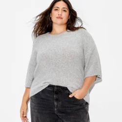 Women's Short Sleeve Crewneck Pullover Sweater - Wild Fable™ Gray XXL