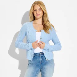 Women's Heart Cable Cardigan - Wild Fable™ Light Blue XS