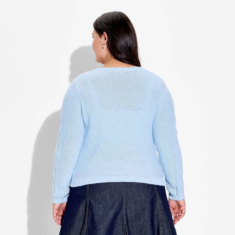 slide 3 of 3, Women's Heart Cable Cardigan - Wild Fable™ Light Blue XXL, 1 ct