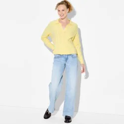 Women's Polo Collar Pullover Sweater - Wild Fable™ Yellow L