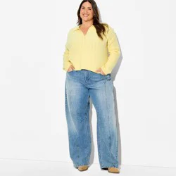 Women's Polo Collar Pullover Sweater - Wild Fable™ Yellow XXL