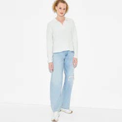 Women's Polo Collar Pullover Sweater - Wild Fable™ Heather Gray L