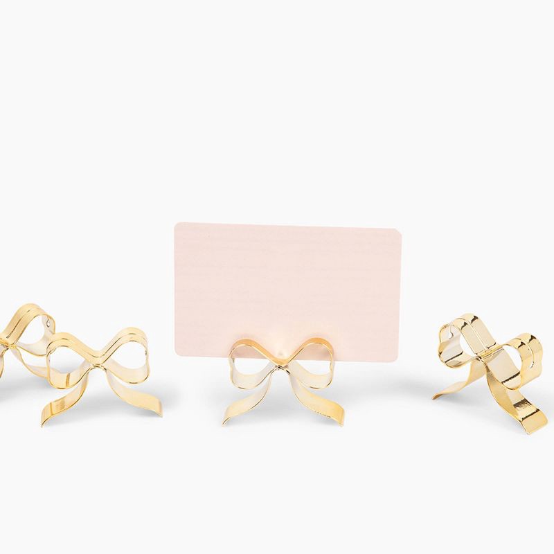slide 2 of 3, Love x June 4ct Gold Bow Place Card Holders, 4 ct