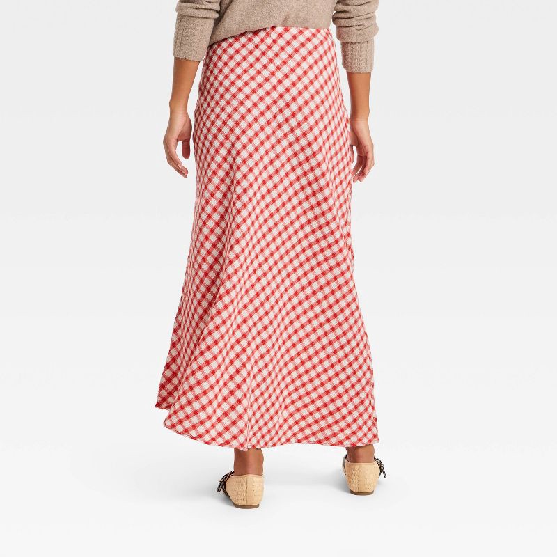 slide 2 of 3, Women's Printed Midi Full Skirt - Universal Thread™ Red Gingham L, 1 ct