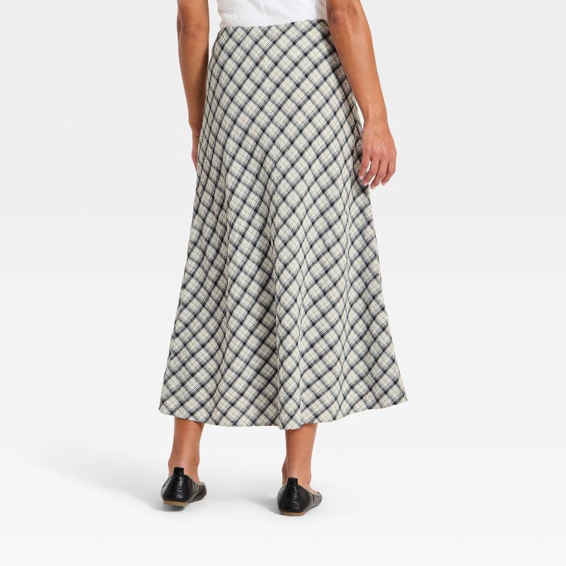 slide 2 of 3, Women's Printed Midi Full Skirt - Universal Thread™ Navy Blue Gingham S, 1 ct