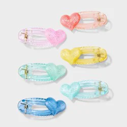 Heart Hair Clips - 6pk - Cat & Jack™: Solid Pattern, All Hair Types, Plastic and Iron